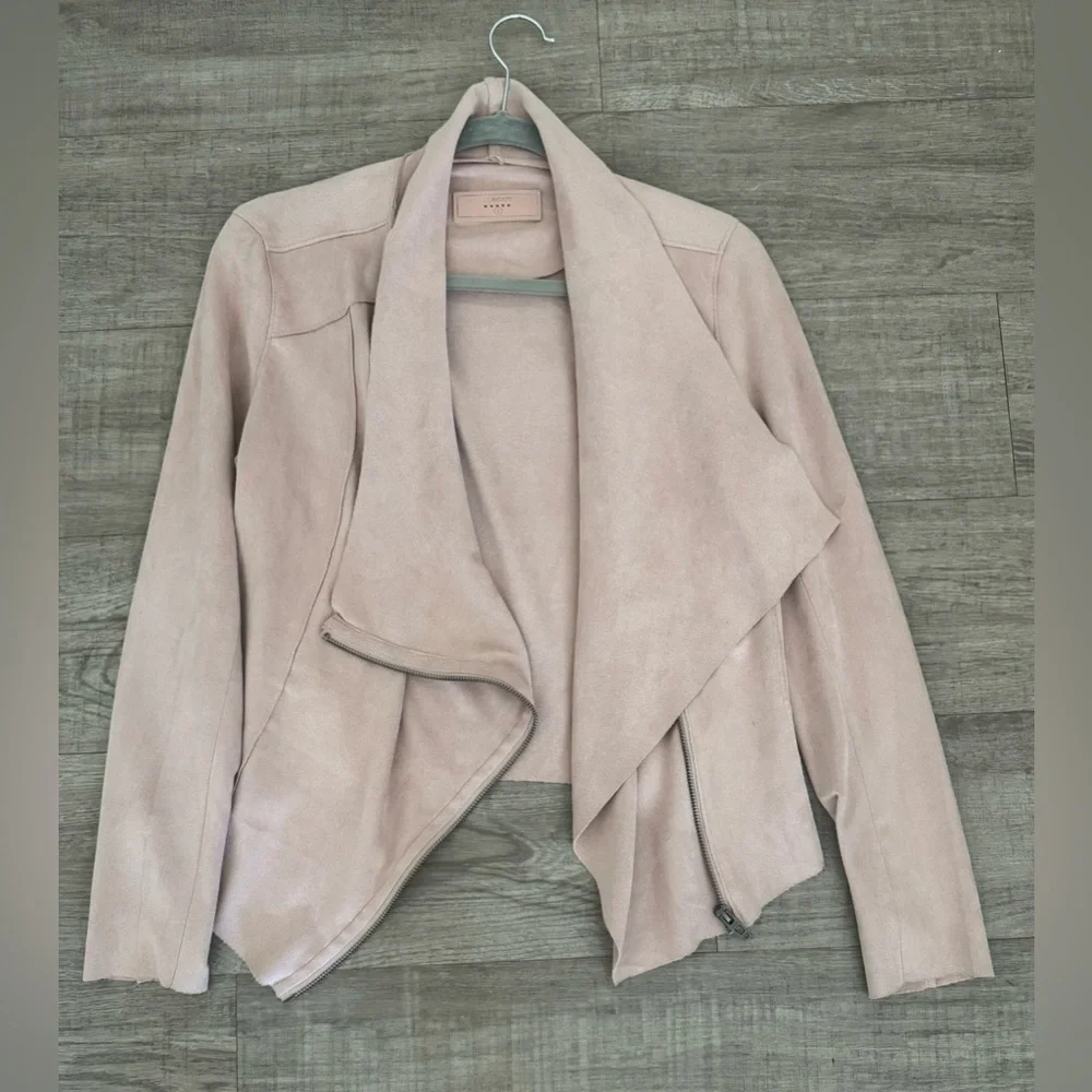 New BLANKNYC Blush Pink Soft Faux Suede Zip Jacket Size Small